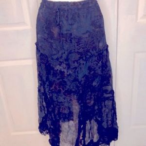 NWOT Coach 100% Silk Drawstring Floral Skirt Size 4